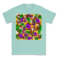 Seafoam Mardi Gras jester had and crawfish with leopard pa Classic Tee - HowdyJamesFarm