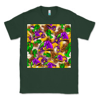 Sports Green Mardi Gras jester had and crawfish with leopard pa Classic Tee - HowdyJamesFarm
