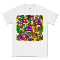 White Mardi Gras jester had and crawfish with leopard pa Classic Tee - HowdyJamesFarm