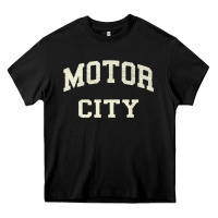 Black Classic Motor City Detroit Varsity Heavy Core Tee - longCreatives