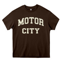 Chocolate Brown Classic Motor City Detroit Varsity Heavy Core Tee - longCreatives