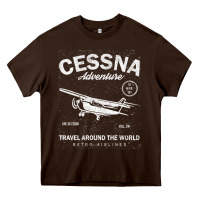 Chocolate Brown cessna distressed Heavy Core Tee - longCreatives