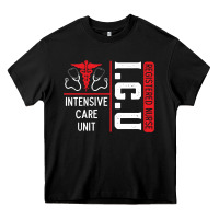Black ICU Registered Nurse Medical Intensive Care Unit Heavy Core Tee - longCreatives