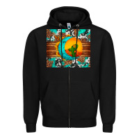 Black sunflower desert cactus turquoise crescent Zipper Hoodie - Artiststas