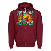 Burgundy sunflower desert cactus turquoise crescent Zipper Hoodie - Artiststas