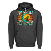 Charcoal Heather sunflower desert cactus turquoise crescent Zipper Hoodie - Artiststas