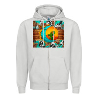 Dove Grey sunflower desert cactus turquoise crescent Zipper Hoodie - Artiststas