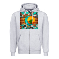 Heather Grey sunflower desert cactus turquoise crescent Zipper Hoodie - Artiststas