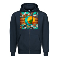 Navy sunflower desert cactus turquoise crescent Zipper Hoodie - Artiststas