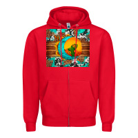 Red sunflower desert cactus turquoise crescent Zipper Hoodie - Artiststas