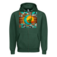 Sports Green sunflower desert cactus turquoise crescent Zipper Hoodie - Artiststas