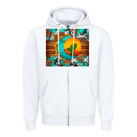 White sunflower desert cactus turquoise crescent Zipper Hoodie - Artiststas