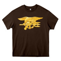 Chocolate Brown Navy Seals badge Heavy Core Tee - longCreatives