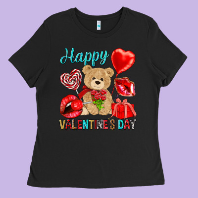 Happy Valentines Day Valentine's Day Ladies Tee Designed By Howdyjamesfarm