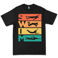 Black Retro Vintage Swimming Gift For Swimmers Premium Tee - longCreatives