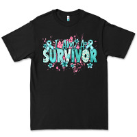Black I am a survivor teal ribbon Ovarian Cancer Premium Tee - NancyCooperArtShop