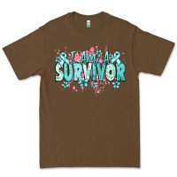 Cacao I am a survivor teal ribbon Ovarian Cancer Premium Tee - NancyCooperArtShop