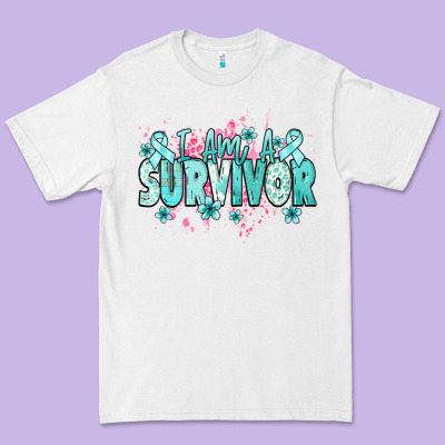 I Am A Survivor Teal Ribbon Ovarian Cancer Premium Tee Designed By Nancycooperartshop