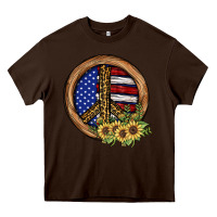 Chocolate Brown Peace Sign Heavy Core Tee - JahusDesignShop