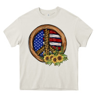 Cream Peace Sign Heavy Core Tee - JahusDesignShop
