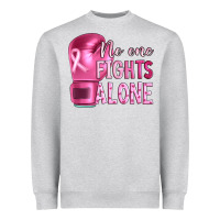 Heather Grey Breast cancer no one fights alone boxing Heavyweight Sweatshirt - Artiststas