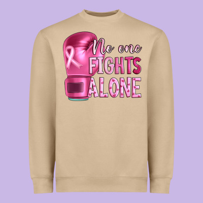 Breast Cancer No One Fights Alone Boxing Heavyweight Sweatshirt Designed By Artiststas