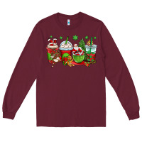 Burgundy christmas santa claus coffee cups Long Sleeve Tee - OliviaCreatesArt