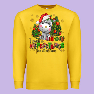 I Want A Hippopotamus For Christmas Premium Sweatshirt Designed By Adodesignshop