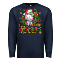 Navy i want a hippopotamus for christmas Premium Sweatshirt - AdoDesignShop