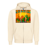 Sandshell desert sunset with cactus sunflowers and leopard Zipper Hoodie - Artiststas