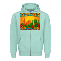 Seafoam desert sunset with cactus sunflowers and leopard Zipper Hoodie - Artiststas