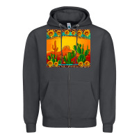 Smoke desert sunset with cactus sunflowers and leopard Zipper Hoodie - Artiststas