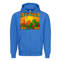 True Royal desert sunset with cactus sunflowers and leopard Zipper Hoodie - Artiststas