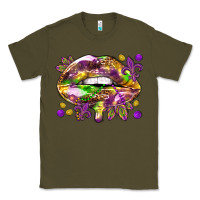 Army Green Mardi Gras lips Classic Tee - HowdyJamesFarm