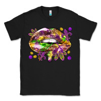 Black Mardi Gras lips Classic Tee - HowdyJamesFarm