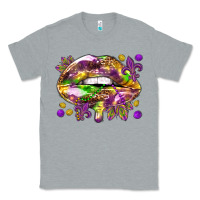 Heather Grey Mardi Gras lips Classic Tee - HowdyJamesFarm