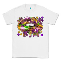 White Mardi Gras lips Classic Tee - HowdyJamesFarm