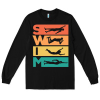 Black Retro Vintage Swimming Gift For Swimmers Long Sleeve Tee - longCreatives