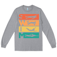 Heather Grey Retro Vintage Swimming Gift For Swimmers Long Sleeve Tee - longCreatives