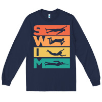 Navy Retro Vintage Swimming Gift For Swimmers Long Sleeve Tee - longCreatives