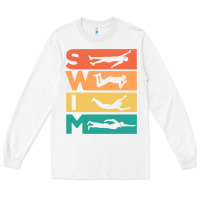 White Retro Vintage Swimming Gift For Swimmers Long Sleeve Tee - longCreatives