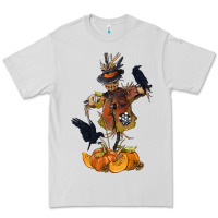 Dove Grey Scarecrow with Pumpkin Premium Tee - texasbilliewilder