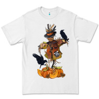White Scarecrow with Pumpkin Premium Tee - texasbilliewilder