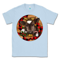 Dusty Blue Christmas Baby Cow Classic Tee - RanaPortraitStore