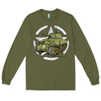Army Green Sherman M4A1 WWII Army Tank History Vintage Long Sleeve Tee - longCreatives