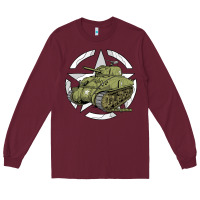 Burgundy Sherman M4A1 WWII Army Tank History Vintage Long Sleeve Tee - longCreatives