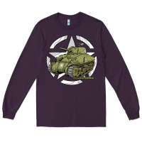 Plum Sherman M4A1 WWII Army Tank History Vintage Long Sleeve Tee - longCreatives