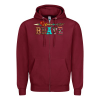 Burgundy brave and aztec wood sunflower with arrow Zipper Hoodie - Artiststas