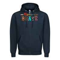 Navy brave and aztec wood sunflower with arrow Zipper Hoodie - Artiststas
