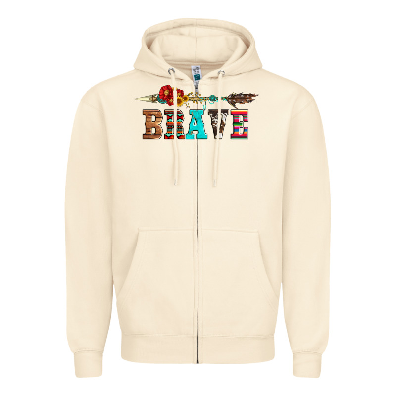 Brave And Aztec Wood Sunflower With Arrow Zipper Hoodie by Artiststas | Teevron